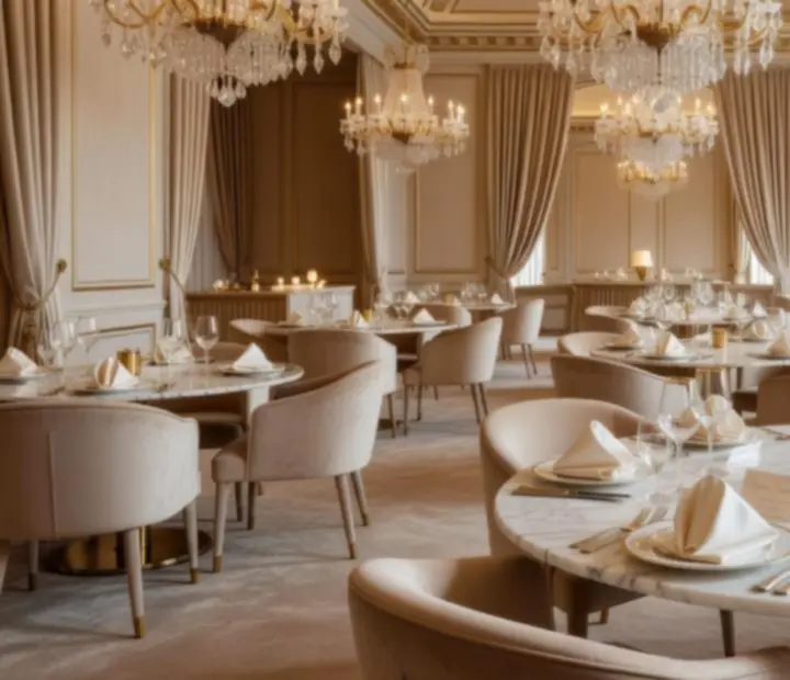 Luxus rendezvényterem elegáns terítéssel és fine dining hangulattal